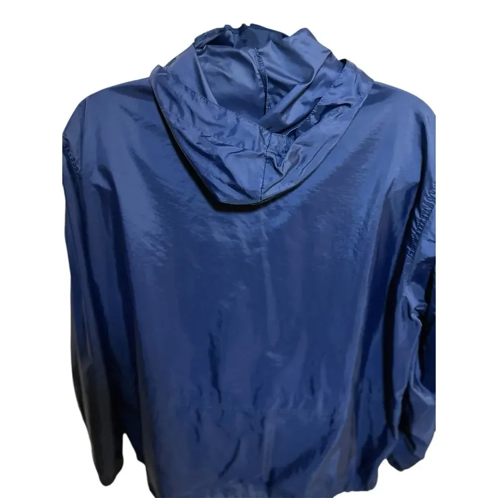 Vintage Jansport Windbreaker‎ 1/4 Zip Hooded Men's Size XL Blue 90s Lightweight